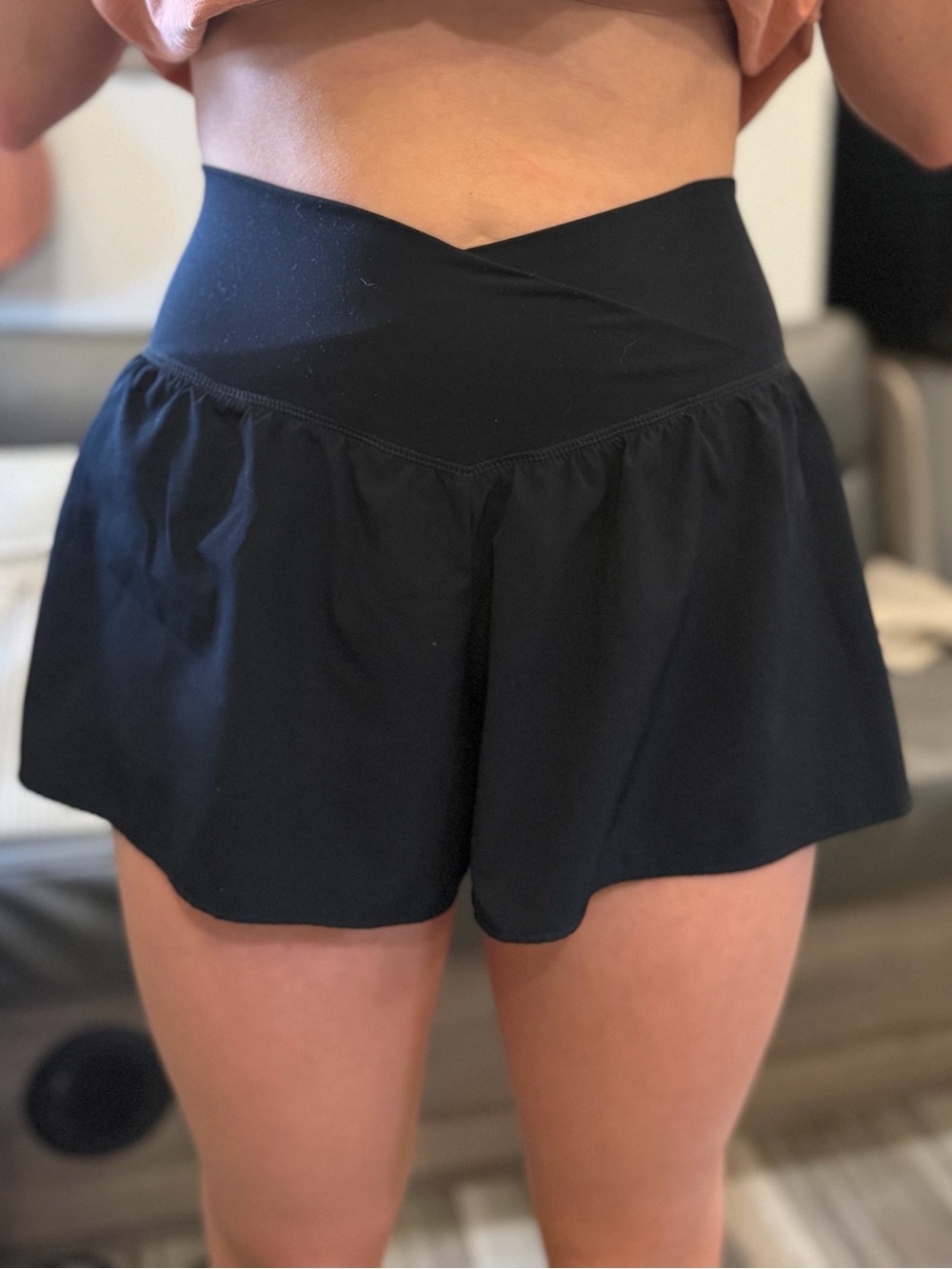 Women’s Black Crossover High Waist Active Shorts